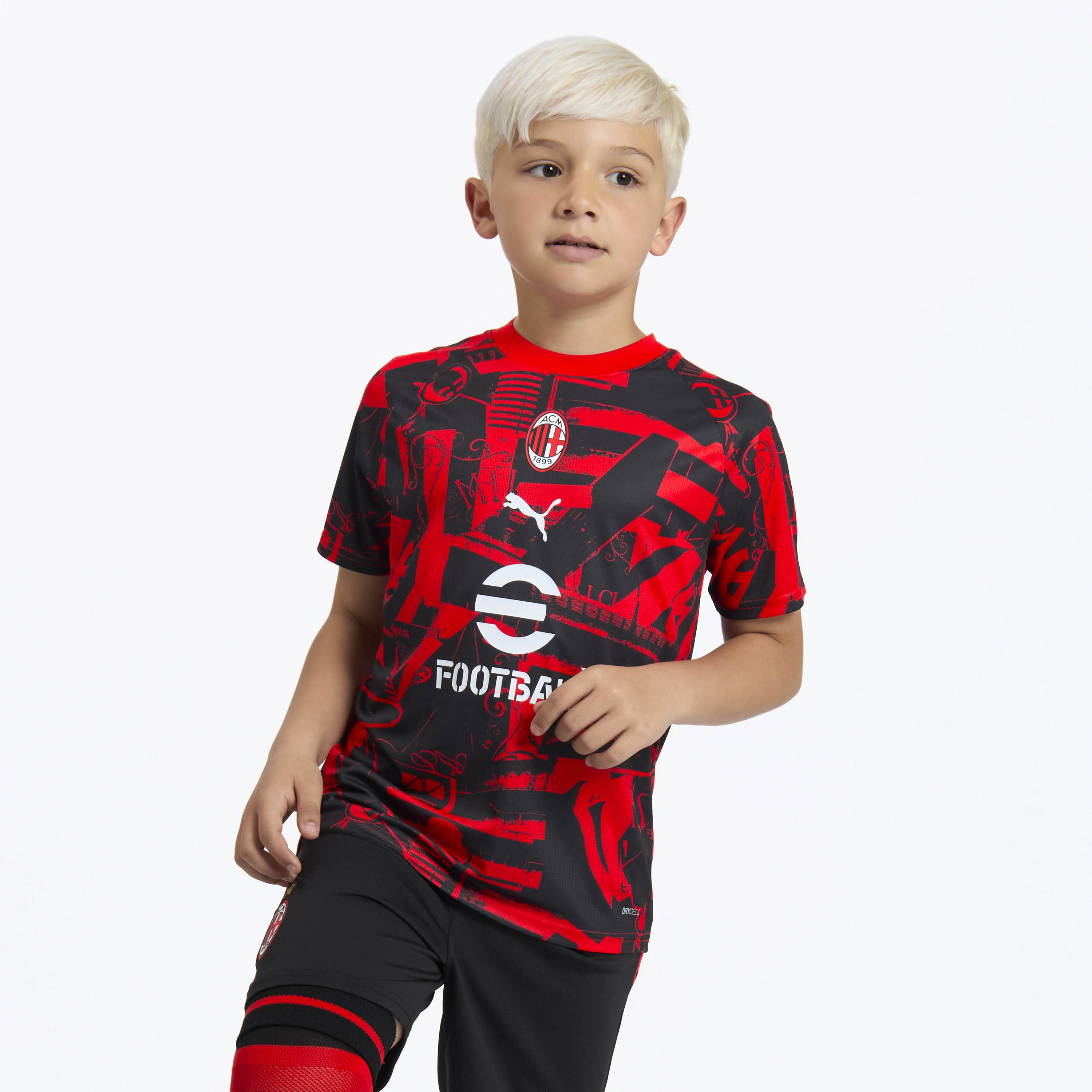 MAGLIA MILAN PREMATCH ROSSA E NERA 2026/27 BAMBINO