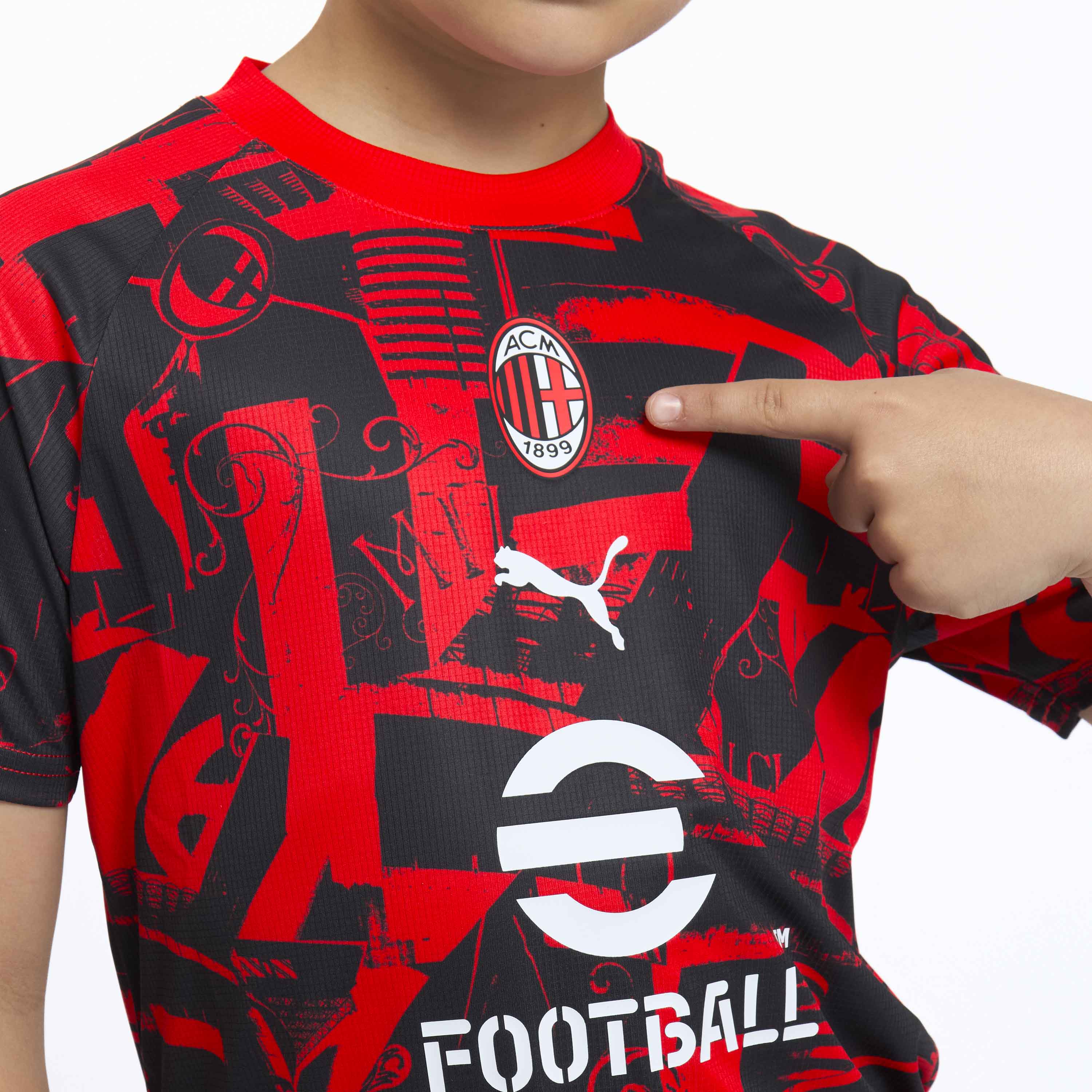 MAGLIA MILAN PREMATCH ROSSA E NERA 2026/27 BAMBINO
